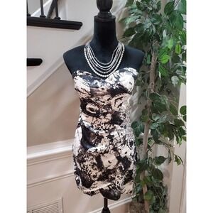 Friends Womens Black White Polyester Off the Shoulder Short Dress Size Medium